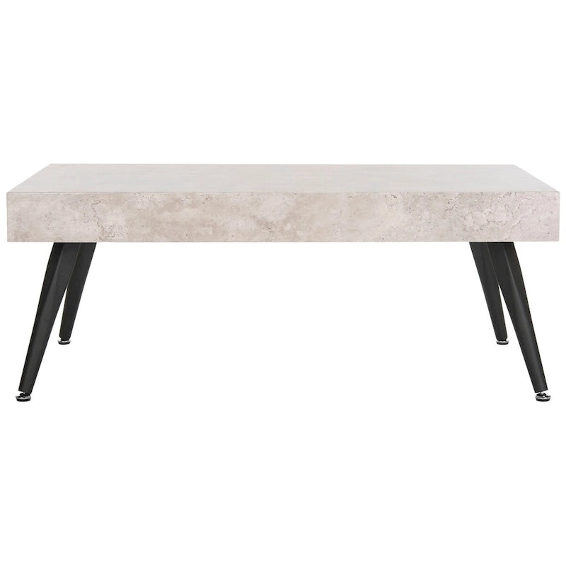 Mid-Century Modern Rectangular Coffee Table with Metal Legs