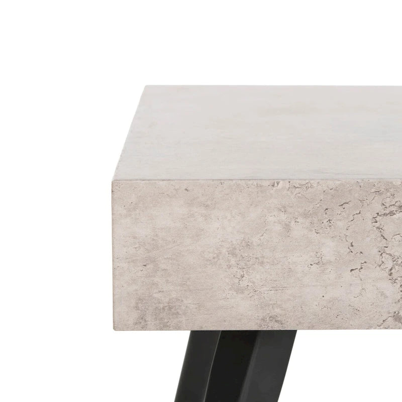 Mid-Century Modern Rectangular Coffee Table with Metal Legs