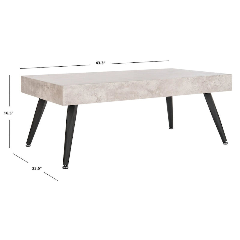 Mid-Century Modern Rectangular Coffee Table with Metal Legs