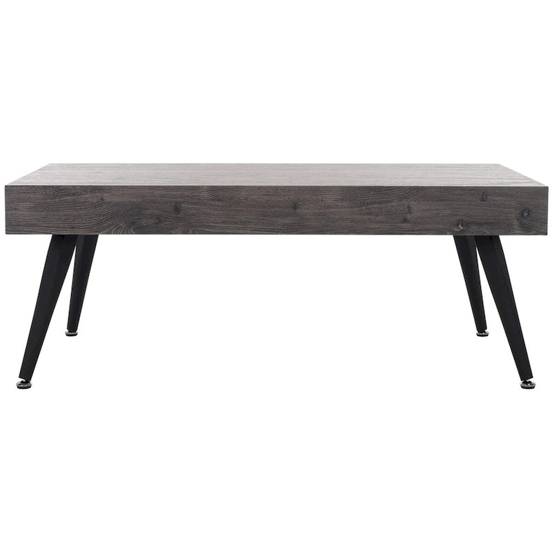 Mid-Century Modern Rectangular Coffee Table with Metal Legs