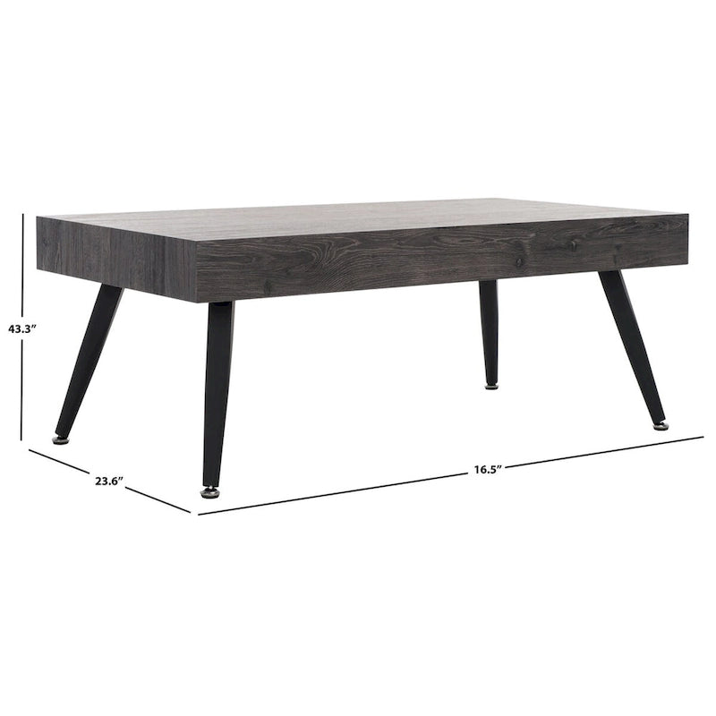 Mid-Century Modern Rectangular Coffee Table with Metal Legs