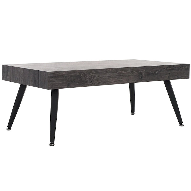 Mid-Century Modern Rectangular Coffee Table with Metal Legs