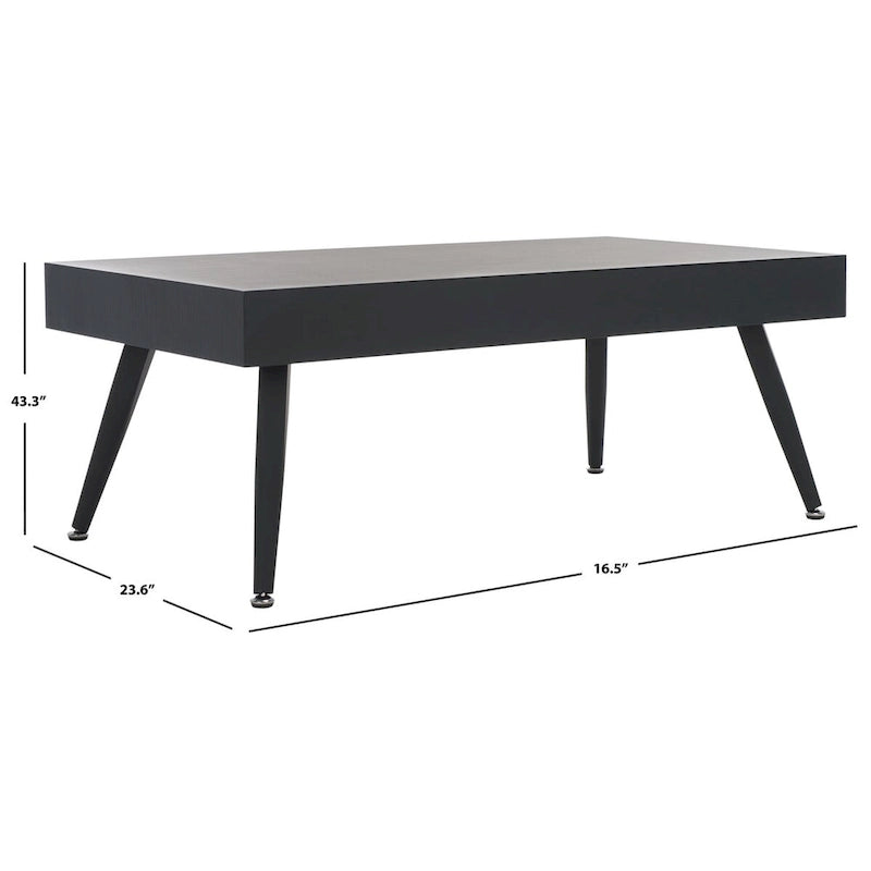 Mid-Century Modern Rectangular Coffee Table with Metal Legs