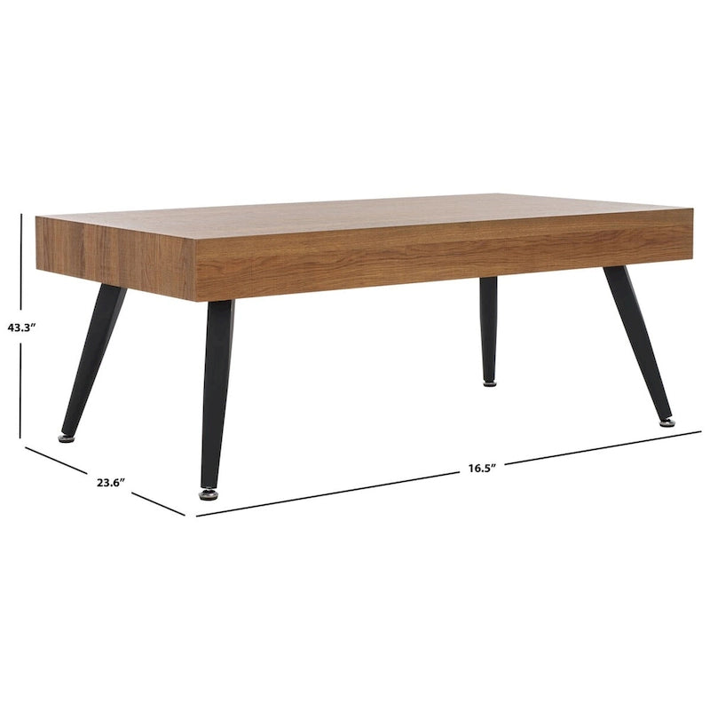 Mid-Century Modern Rectangular Coffee Table with Metal Legs