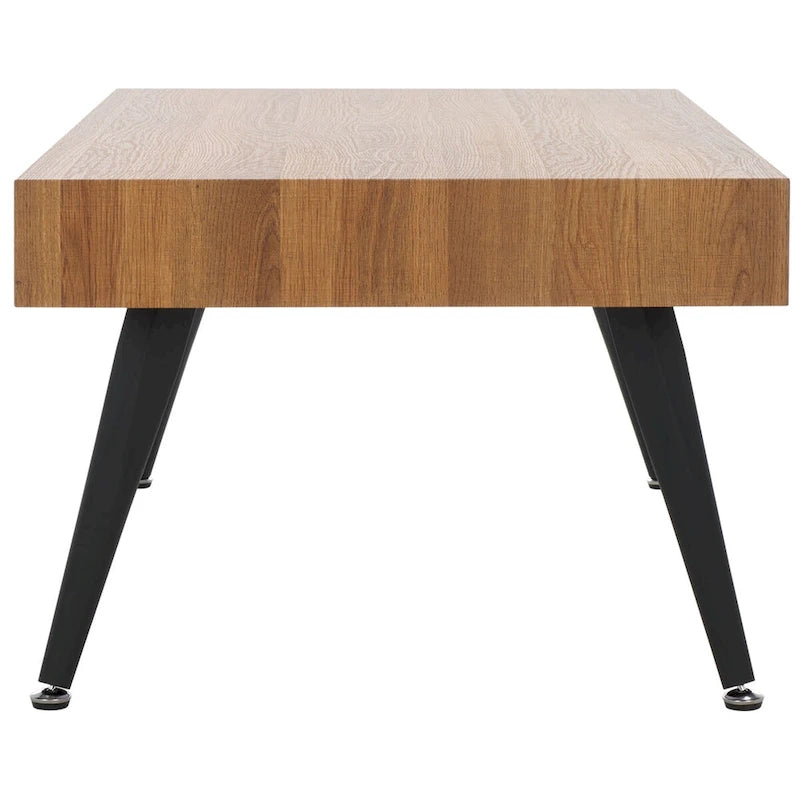 Mid-Century Modern Rectangular Coffee Table with Metal Legs