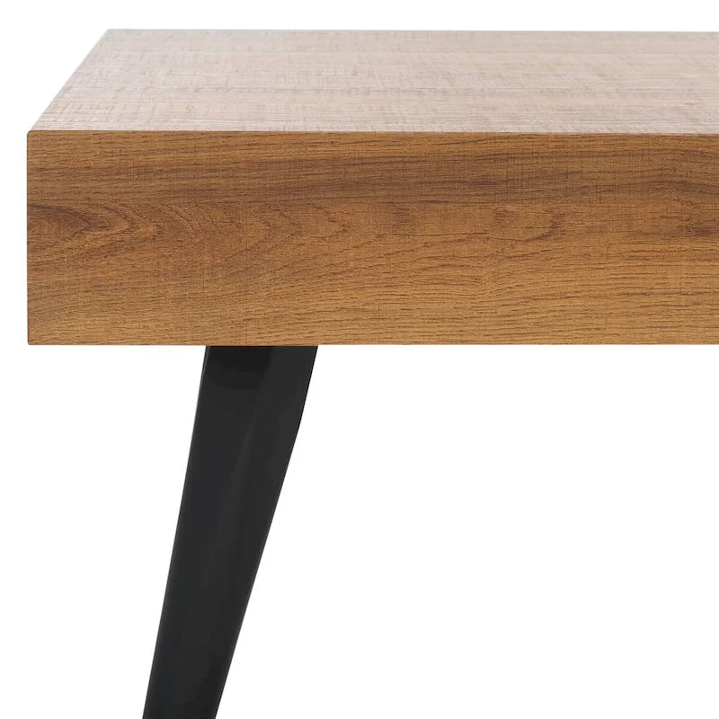 Mid-Century Modern Rectangular Coffee Table with Metal Legs