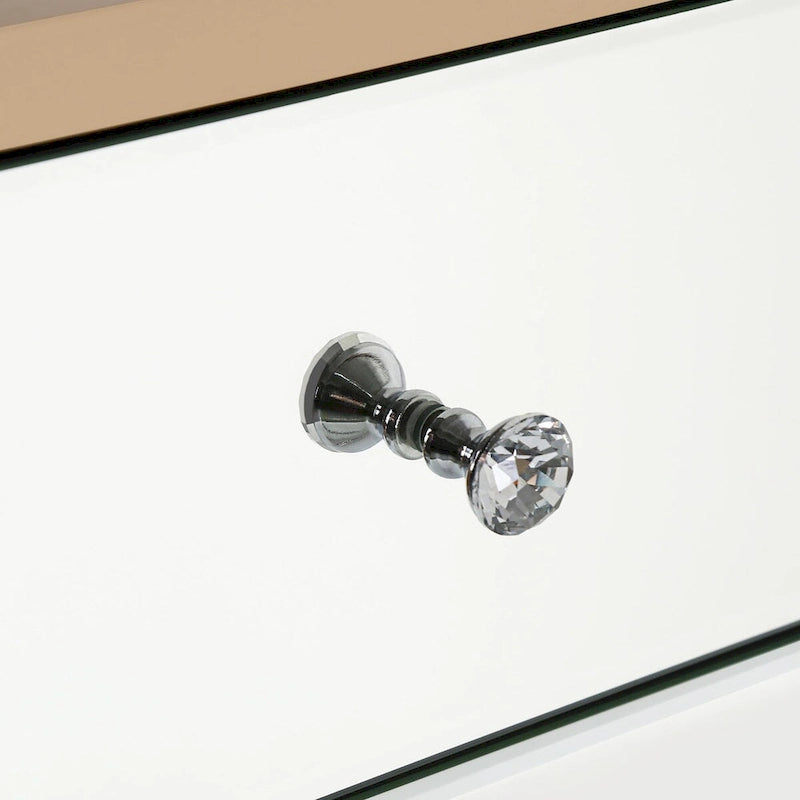 Glam Mirrored 3-Drawer Nightstand with Rose Gold Frame