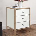 Glam Mirrored 3-Drawer Nightstand with Rose Gold Frame