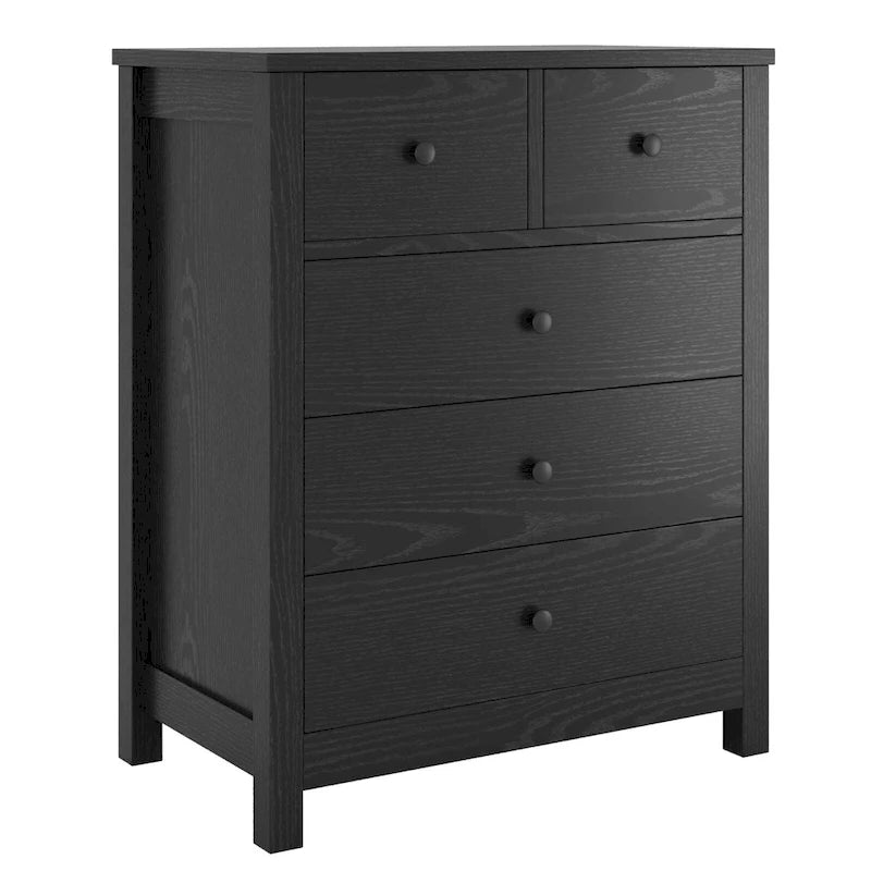 Modern 5-Drawer Wood Dresser with Solid Wood Legs