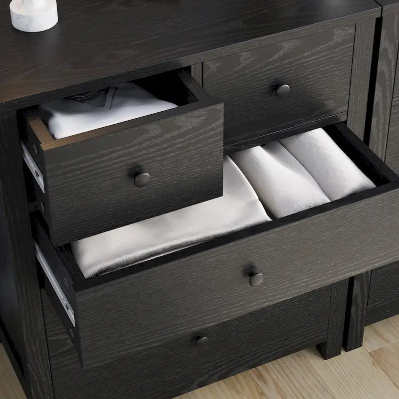 Modern 5-Drawer Wood Dresser with Solid Wood Legs