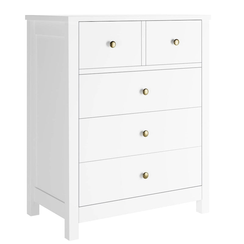 Modern 5-Drawer Wood Dresser with Solid Wood Legs