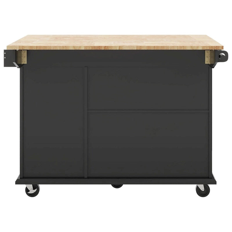 Rolling Kitchen Island Cart with Drop-Leaf, Drawers & Spice Rack