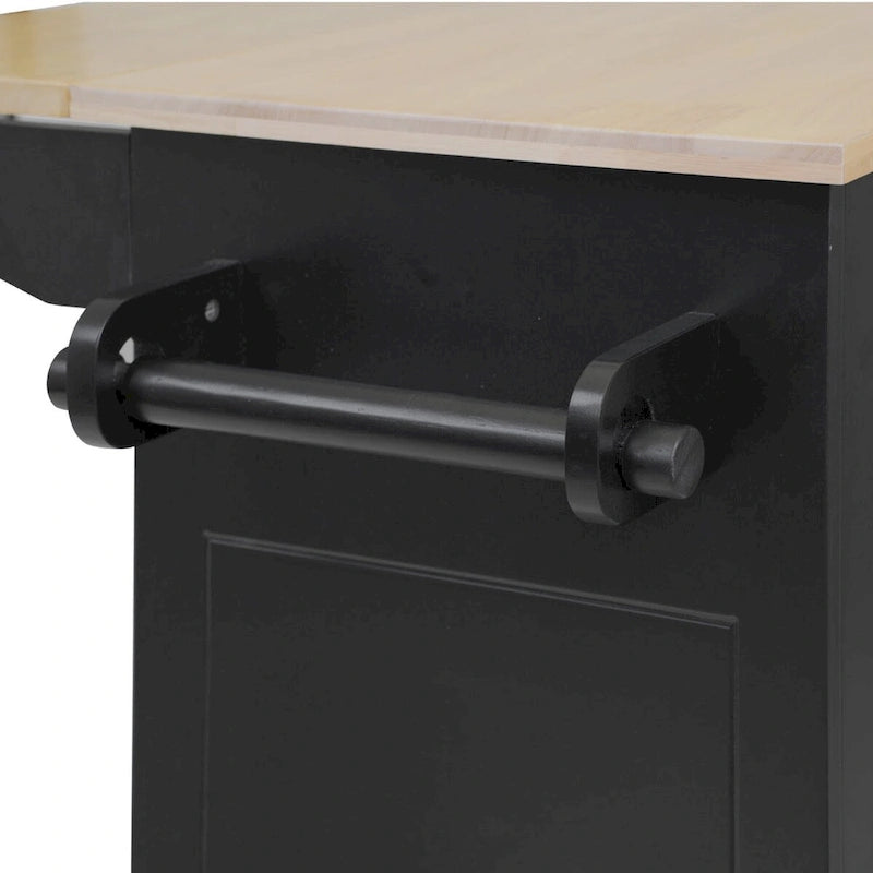 Rolling Kitchen Island Cart with Drop-Leaf, Drawers & Spice Rack