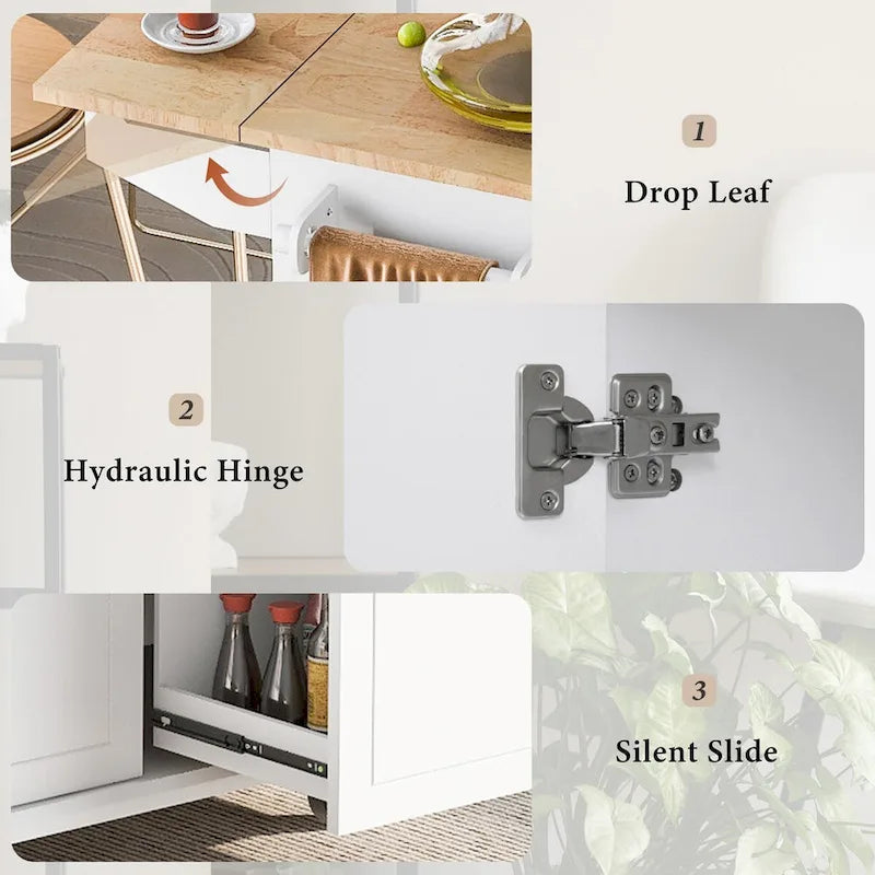 Rolling Kitchen Island Cart with Drop-Leaf, Drawers & Spice Rack