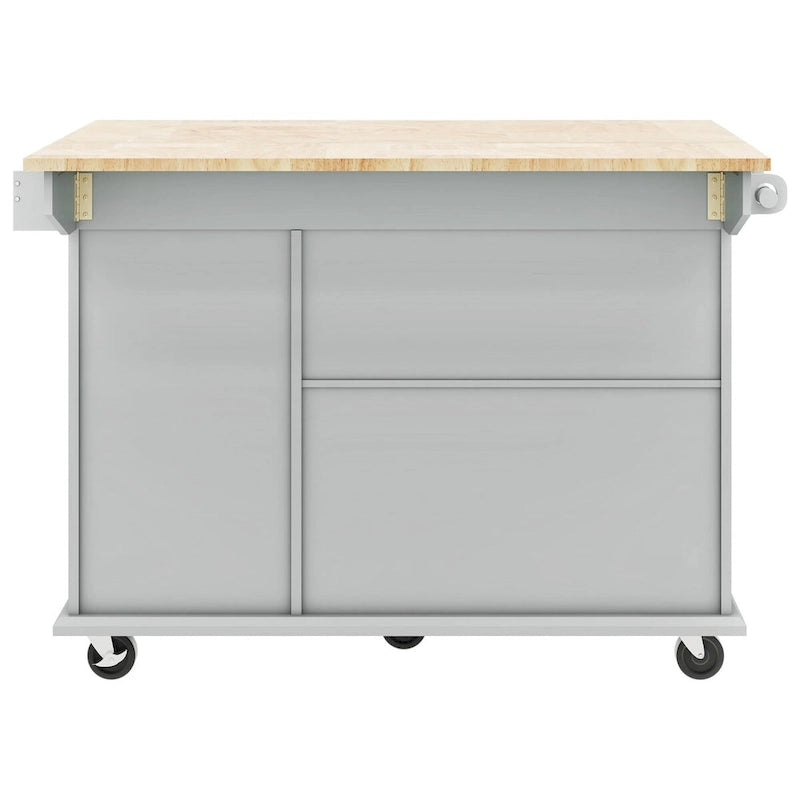 Rolling Kitchen Island Cart with Drop-Leaf, Drawers & Spice Rack