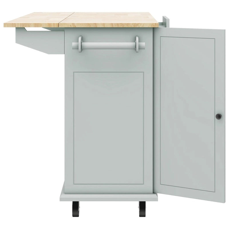 Rolling Kitchen Island Cart with Drop-Leaf, Drawers & Spice Rack