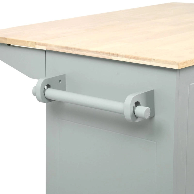 Rolling Kitchen Island Cart with Drop-Leaf, Drawers & Spice Rack
