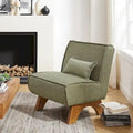 Armless Polyester Accent Chair with Wood Frame & Back Pillow