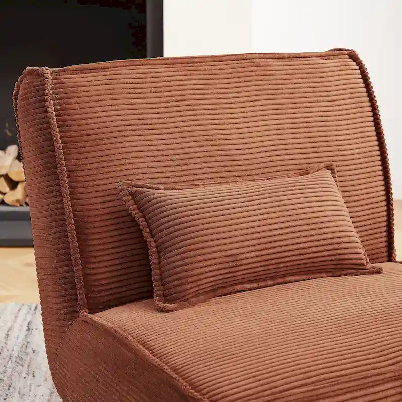 Armless Polyester Accent Chair with Wood Frame & Back Pillow