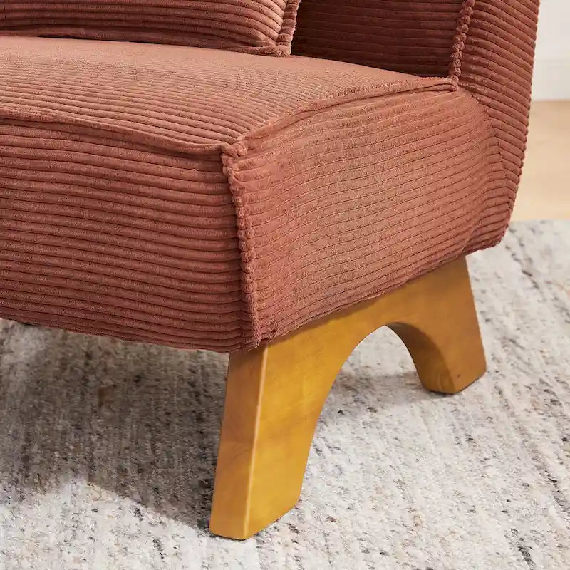 Armless Polyester Accent Chair with Wood Frame & Back Pillow