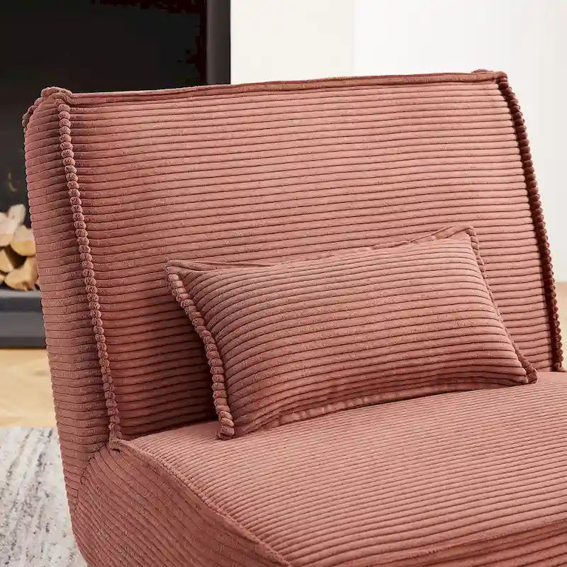 Armless Polyester Accent Chair with Wood Frame & Back Pillow