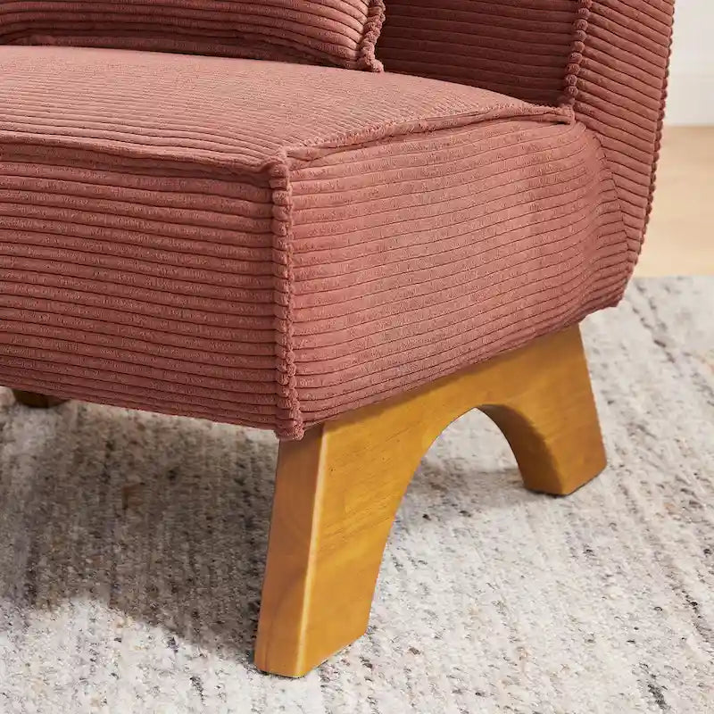 Armless Polyester Accent Chair with Wood Frame & Back Pillow