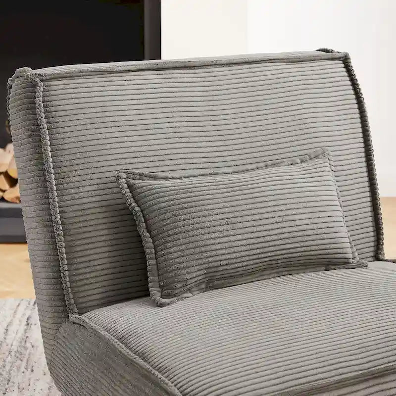 Armless Polyester Accent Chair with Wood Frame & Back Pillow