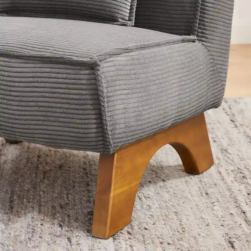 Armless Polyester Accent Chair with Wood Frame & Back Pillow