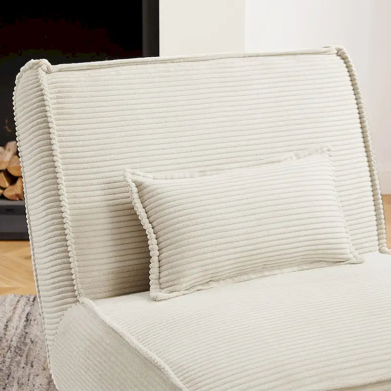 Armless Polyester Accent Chair with Wood Frame & Back Pillow