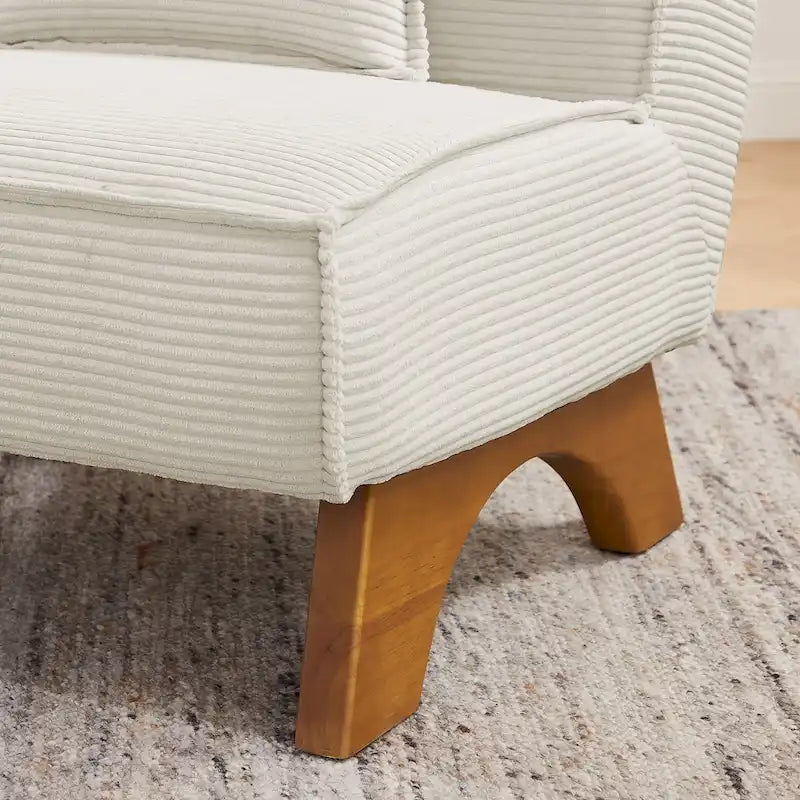 Armless Polyester Accent Chair with Wood Frame & Back Pillow