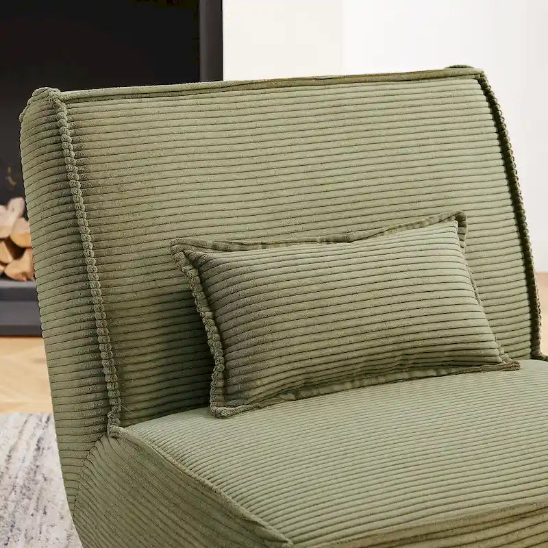 Armless Polyester Accent Chair with Wood Frame & Back Pillow