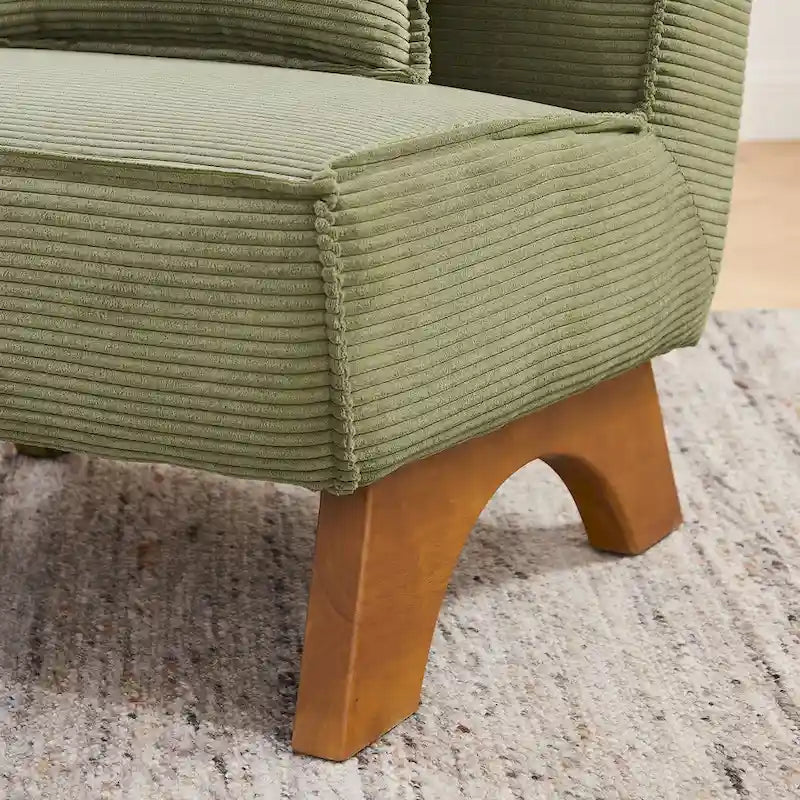 Armless Polyester Accent Chair with Wood Frame & Back Pillow
