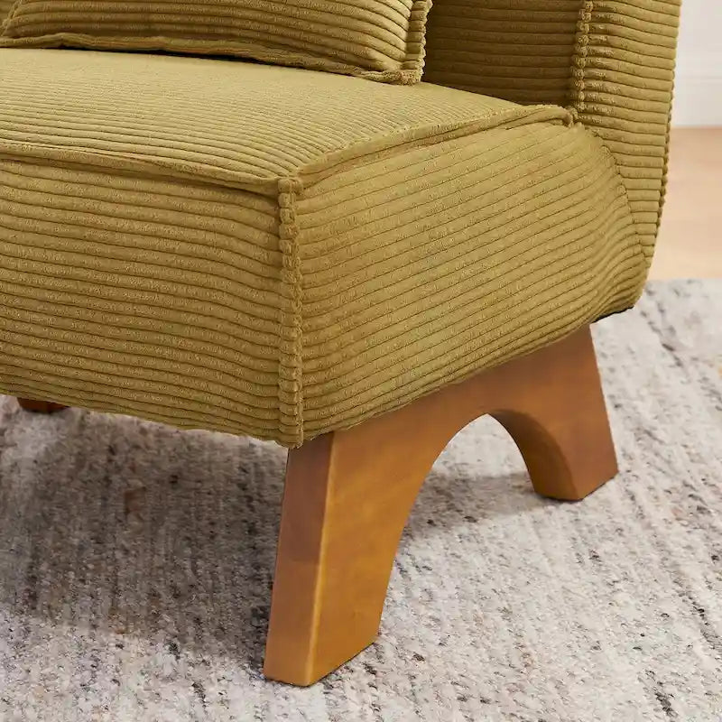 Armless Polyester Accent Chair with Wood Frame & Back Pillow