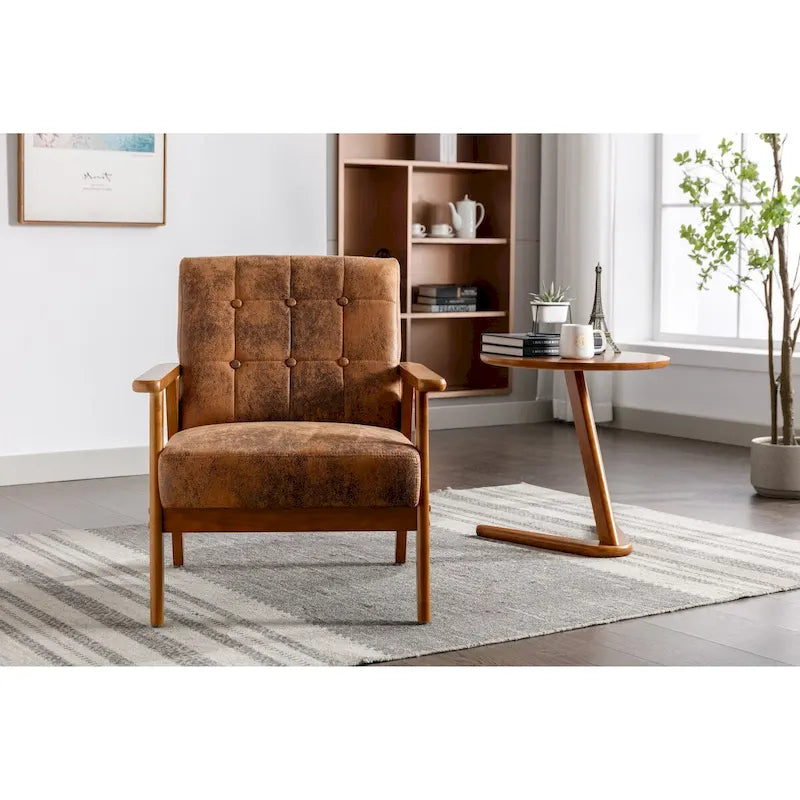 Barrel Accent Chair with Solid Wood Legs