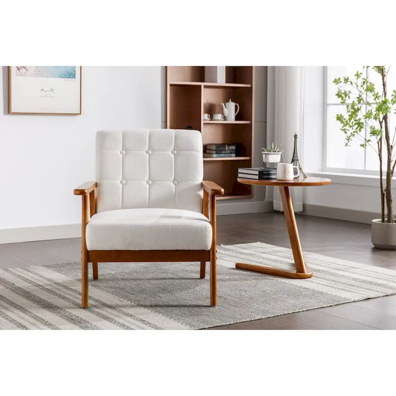 Barrel Accent Chair with Solid Wood Legs