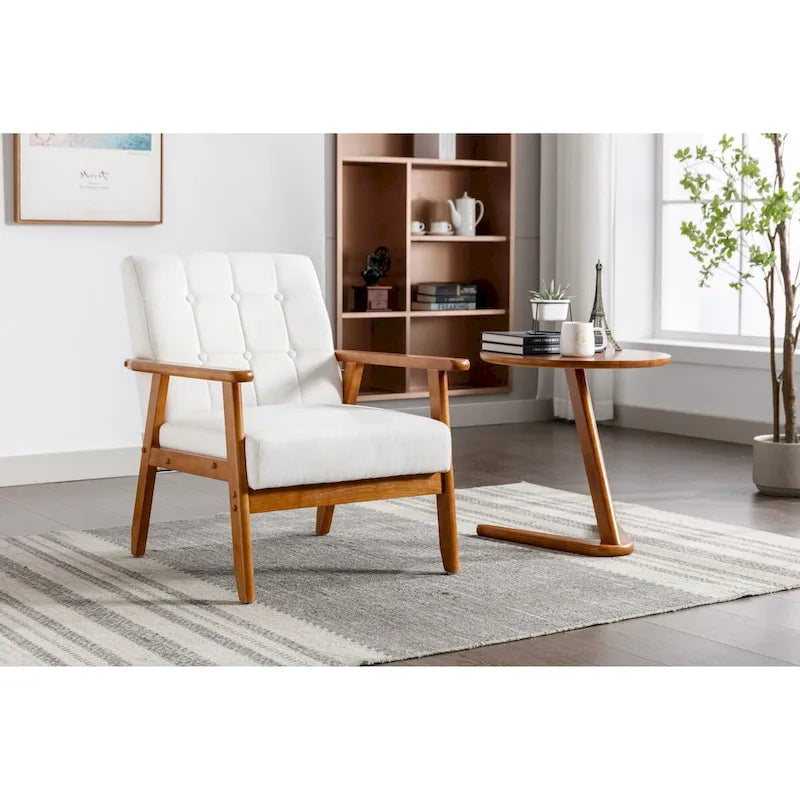 Barrel Accent Chair with Solid Wood Legs