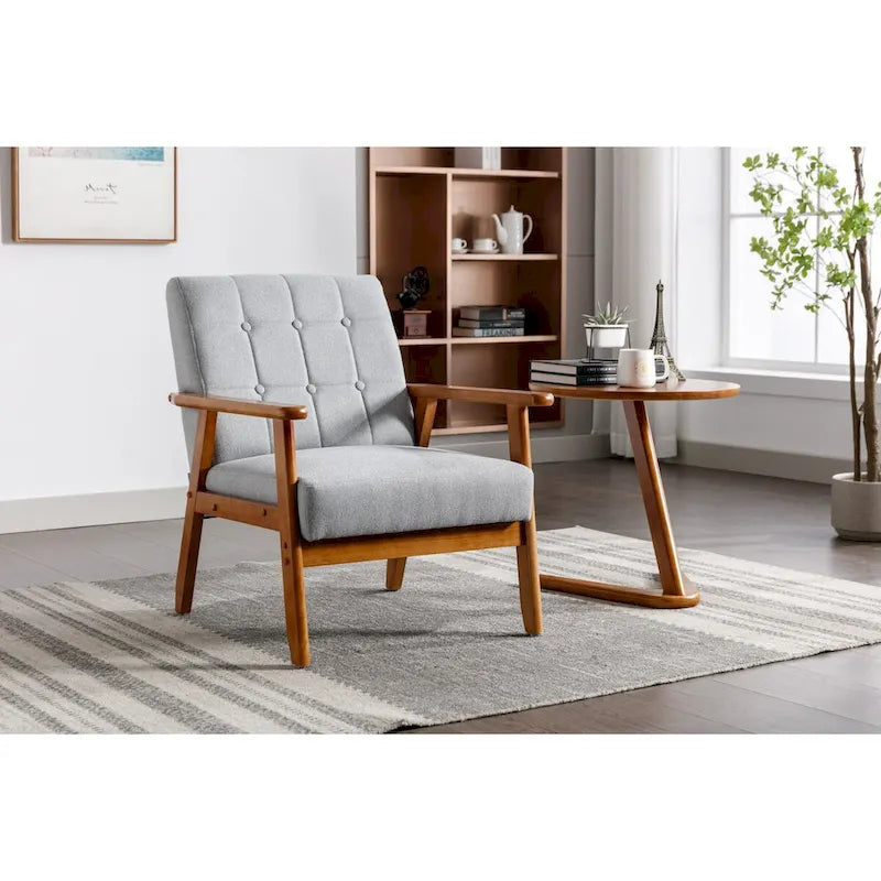 Barrel Accent Chair with Solid Wood Legs
