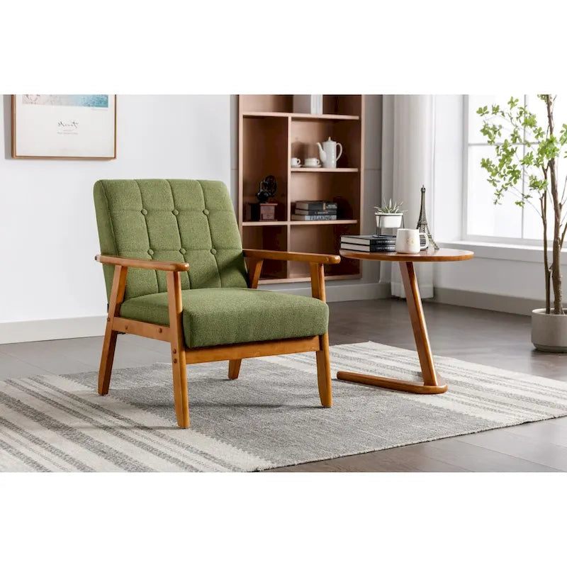 Barrel Accent Chair with Solid Wood Legs