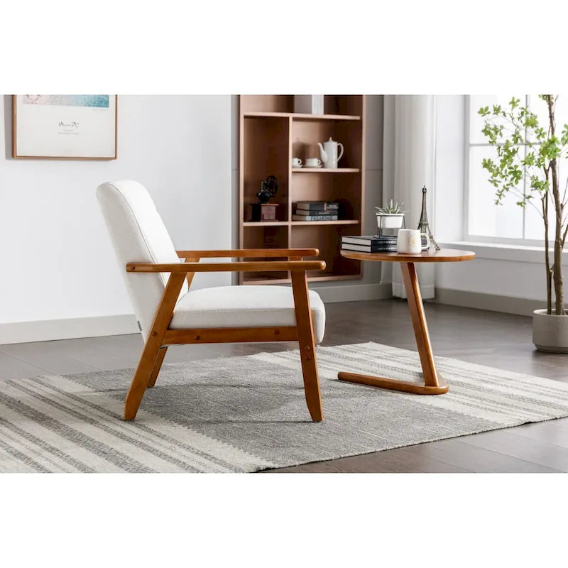 Barrel Accent Chair with Solid Wood Legs