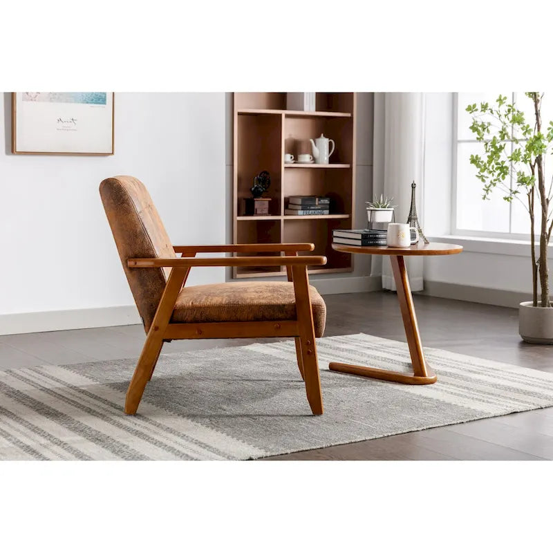 Barrel Accent Chair with Solid Wood Legs