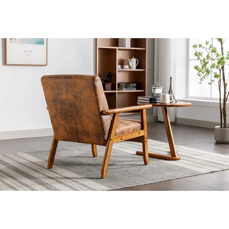 Barrel Accent Chair with Solid Wood Legs