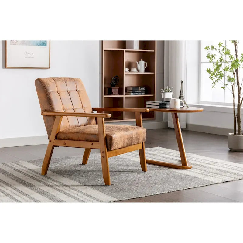 Barrel Accent Chair with Solid Wood Legs