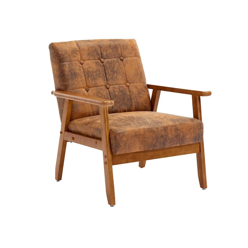 Barrel Accent Chair with Solid Wood Legs