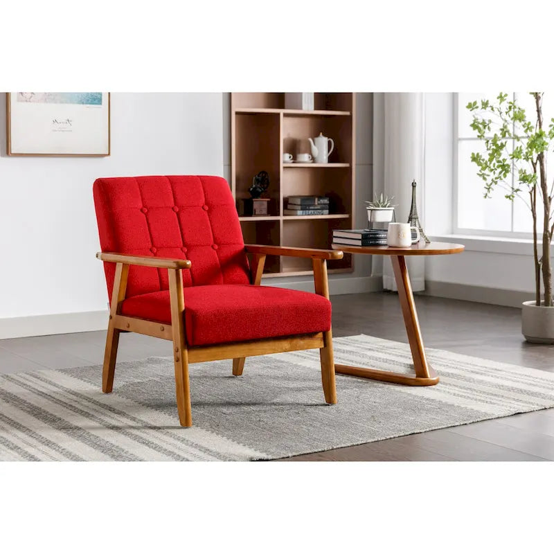 Barrel Accent Chair with Solid Wood Legs
