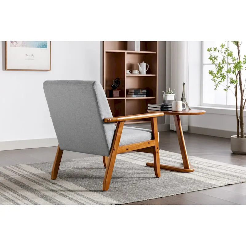 Barrel Accent Chair with Solid Wood Legs