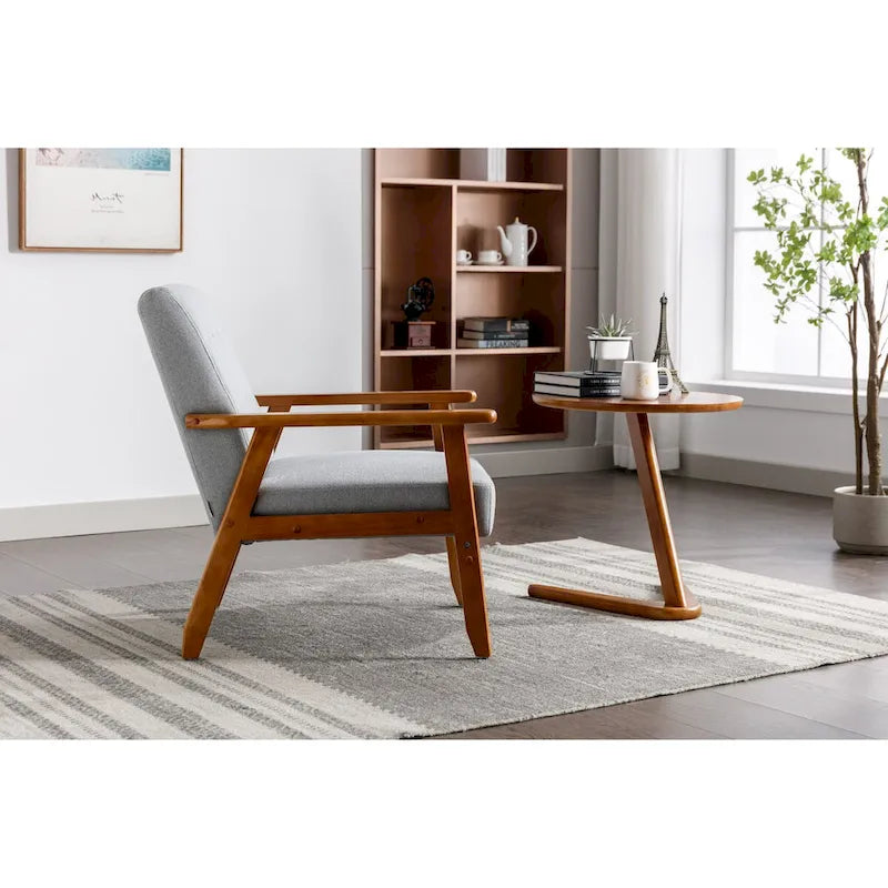 Barrel Accent Chair with Solid Wood Legs