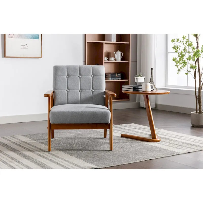 Barrel Accent Chair with Solid Wood Legs