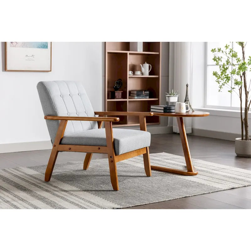 Barrel Accent Chair with Solid Wood Legs