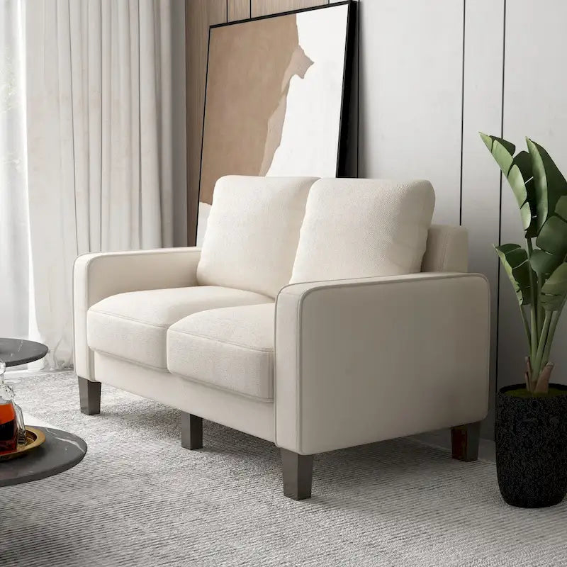 Modern Loveseat with Coil Spring Cushions & Removable Covers