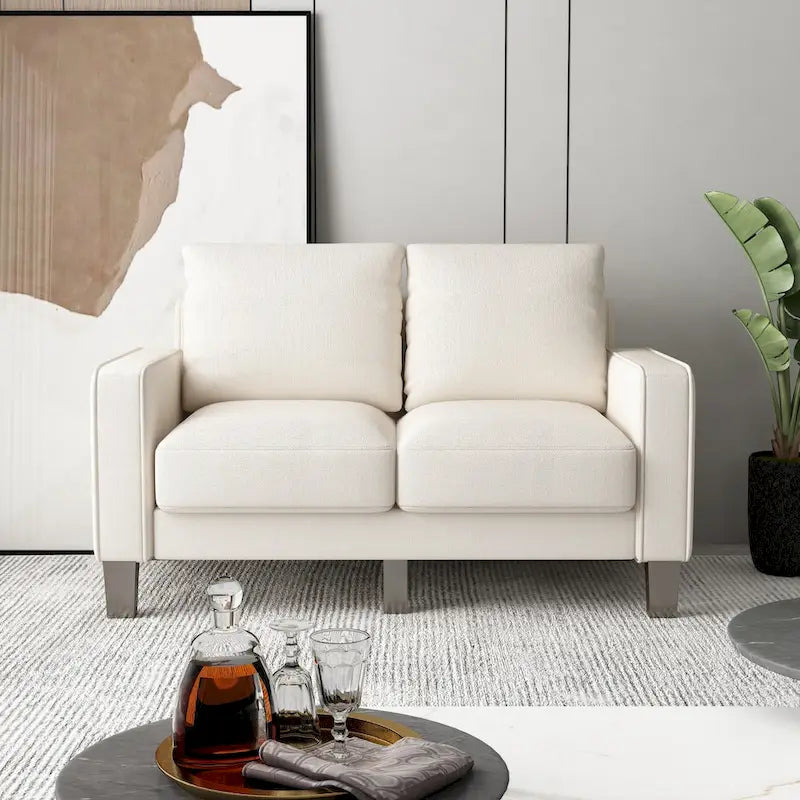 Modern Loveseat with Coil Spring Cushions & Removable Covers
